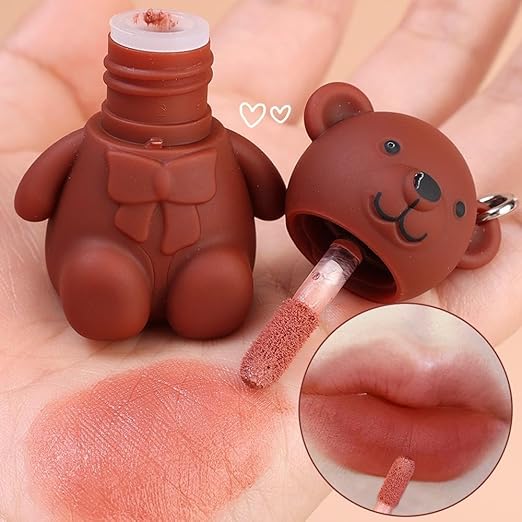 Teddy Bear Matte Velvet Lip Gloss Lipstick – Long Lasting Liquid Lipstick for Girls