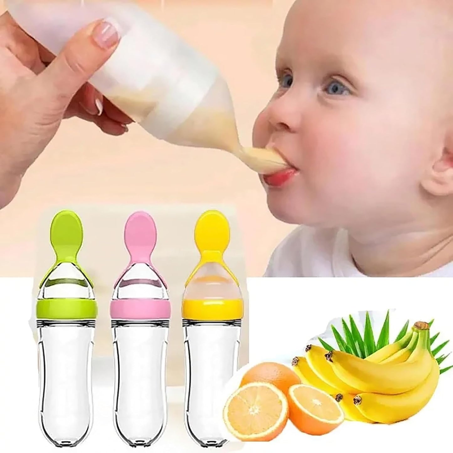 Combo Pack of Baby Feeding Bottle & Silicon spoon for Baby